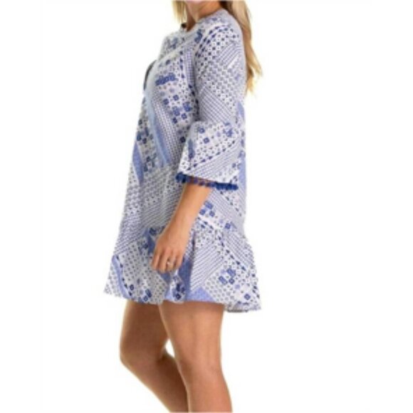 Duffield Lane Cotton Poplin Ruffled The Flora Dress in Blue Breeze Medium - Picture 3 of 13
